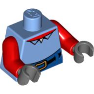 Torso Shirt with Collar and Red Neck, High Waist Blue Pants with Belt Print (Mr Krabs), Red Arms, Dark Bluish Gray Hands Medium Blue