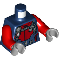 Torso Wetsuit with Gauge, Straps Print, Red Arms, Light Bluish Gray Hands Dark Blue