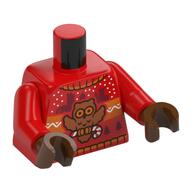 Torso, Christmas Sweater, Medium Nougat Owl print, Red Arms, Reddish Brown Hands Rot