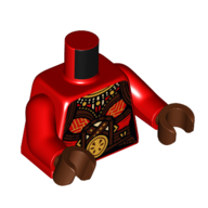 Torso, Tribal Decorations in Dark Brown and Tan, Beads print, Red Arms, Reddish Brown Hands Rot