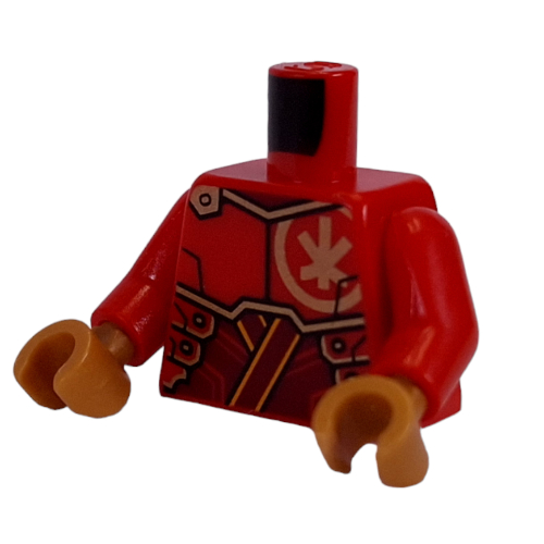 Torso, Gold Asian Symbol, Gold/Dark Red Armor print, Red Arms, Pearl Gold Hands Red