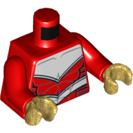 Torso Armor White with Black Muscles Outline and White Belt Print, Red Arms, Pearl Gold Hands Rot