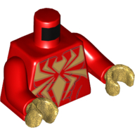 Torso Muscles with Gold Spider Print, Red Arms, Pearl Gold Hands Red