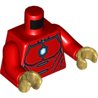 Torso Armor with Silver Plates and Blue and White Hexagon Arc Reactor Print (Iron Man), Red Arms, Pearl Gold Hands Rot