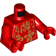 Torso Gold Mandarin Print, Red Arms, Red Hands Red
