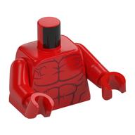 Torso, Dark Red Muscles print, Red Arms and Hands Red