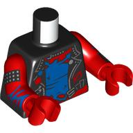 Torso, Jacket, Silver Pins, Zipper, Blue/Red Torn Spider Suit, Silver Spider with 'FNSM' on Back, Black Cufflinks with Silver Spikes, Blue Webbings on Arms print, Red Arms and Hands Schwarz