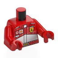 Torso Racing Suit, White Panels, Vodaphone, Shell, and Ferrari Logos Print, Red Arms and Hands Red