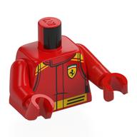 Torso, Racing Suit, Yellow Markings, Ferrari Logo print, Red Arms and Hands Rot