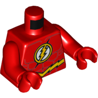 Torso Muscles, Yellow Lightning Bolt on Chest, and Yellow Belt Print (The Flash), Red Arms and Hands Rot