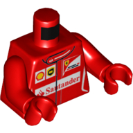 Torso Racing Jacket with White Detailing, Shell and Santander Logo Print, Red Arms and Hands Red