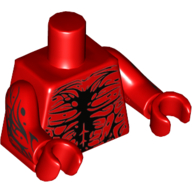 Torso Muscles with Black Lines Print, Red Arms and Hands Red