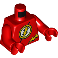 Torso Bodysuit, Yellow Lightning and Flash Logo Print, Red Arms and Hands Rot