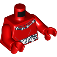 Torso Shirt with Round Collar, Necklace with 4 Beads and White Tied Belt with Calendar Numbers Print, Red Arms and Hands Red