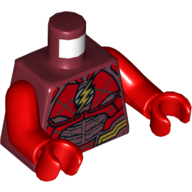 Torso Armor with Red Plates and Gold Detailing, Gold Lightning Bolt (Flash Logo) Print, Red Arms and Hands Dunkelrot