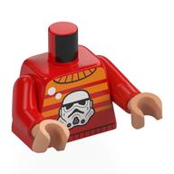 Torso, Orange Striped Sweater, Stormtrooper on Front, Darth Vader on Back print, Red Arms, Medium Nougat Hands Rot