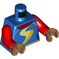 Torso, Bright Light Yellow 'S', Red Shirt print (Ms. Marvel) Red Arms, Medium Nougat Hands Blau