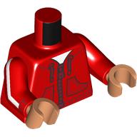 Torso, Jacket, Zipper, Pockets, Hoody, White Shirt print, Red Arms, Medium Nougat Hands Red