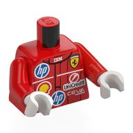 Torso, Racing Suit, HP, SHELL, Ferrari, UniCredit Logo, White 'HAMILTON' print, Red Arms, White Hands Red