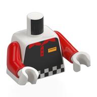 Torso, Black Racing Suit, Black/White Checkered, Red Collar print, Red Arms, White Hands White