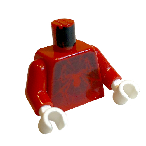 Torso Spider Wed and Spider on Fading Black Background Print (Spider-Man), Red Arms, White Hands Red
