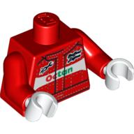 Torso Race Suit with Octan Logo and White Stitching Print, Red Arms, White Hands Rot