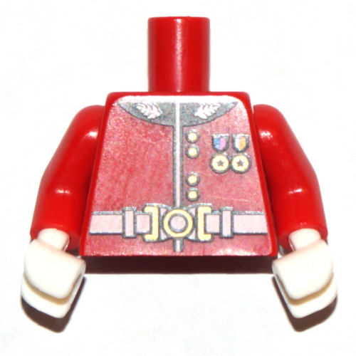 Torso Royal Guard Uniform with Gold Buttons, Two Medals, and White Belt Print, Red Arms, White Hands Red