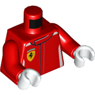 Torso Racing Jacket with White Trim and Ferrari Logo Print, Red Arms, White Hands Red