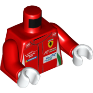 Torso Racing Jacket with Green and White Trim, Ferrari Logo Print, Red Arms, White Hands Red