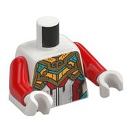 Torso Armor, Gold, Bright Light Orange, and Dark Azure Panels Print, Red Arms, White Hands White