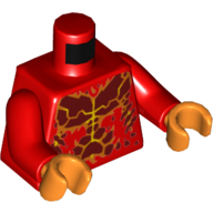 Torso Bare Chest with Dark Red Spots and Yellow and Orange Lava Lines Print, Red Arms, Orange Hands Red