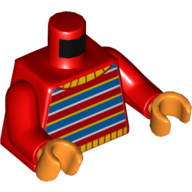 Torso Sweater with Yellow Collar, Blue, White, and Yellow Stripes Print (Ernie), Red Arms, Orange Hands Rot