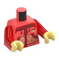Torso, Hoodie, Red Pockets, Laces, Yellowish Green Leaves print, Red Arms, Bright Light Yellow Hands Koralle