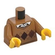 Torso Argyle Sweater with White Shirt Collar Print, Medium Nougat Arms, Yellow Hands Mittelnougat