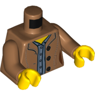 Torso Jacket, Sand Blue Shirt, Buttons, Pockets Print, Medium Nougat Arms, Yellow Hands Medium Nougat