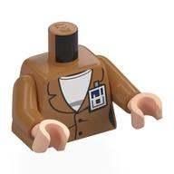 Torso, Coat, White Shirt, ID Badge print, Medium Nougat Arms, Light Nougat Hands Medium Nougat
