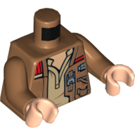Torso Jacket Open over Tan Shirt Print, Medium Nougat Arms, Light Nougat Hands Medium Nougat