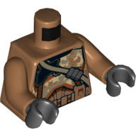 Torso Armor, Clone Trooper, Camouflage with Dark Tan Diagonal Belt Print, Medium Nougat Arms, Black Hands Mittelnougat