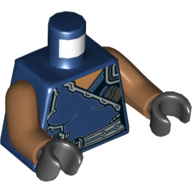 Torso Tunic with Silver Trim and Belt Print (Valkyrie), Medium Nougat Arms, Black Hands Dunkelblau
