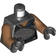 Torso Armor, Dark Blue Cape End and Belt, Medium Nougat Neck Print, Medium Nougat Arms, Black Hands Pearl Titanium