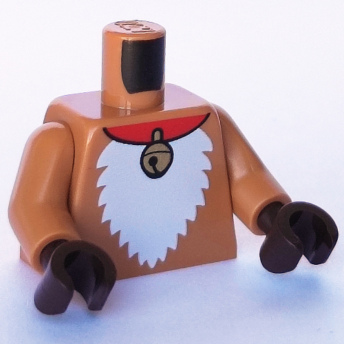 Torso Fur, White Chest, Red Necklace with Sleigh Bell / White Tail print, Medium Nougat Arms, Dark Brown Hands Mittelnougat