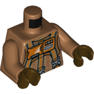 Torso Jumpsuit, Orange Harness with Control Panel Print, Medium Nougat Arms, Dark Brown Hands Medium Nougat