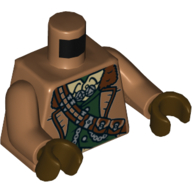 Torso Jacket, Open over Dark Green Vest, Tan Shirt, Shoulder Utility Belt Print, Medium Nougat Arms, Dark Brown Hands Mittelnougat
