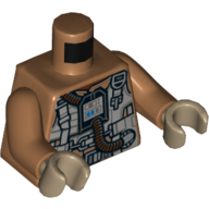 Torso Pilot Flight Suit with Straps and Brown Hose Print, Medium Nougat Arms, Dark Tan Hands Medium Nougat