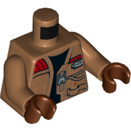 Torso Jacket with Pockets, Zipper and Gadgets, Black Undershirt Print, Medium Nougat Arms, Reddish Brown Hands Medium Nougat