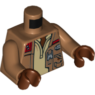 Torso Jacket with Pockets, Zipper and Gadgets, Tan Undershirt Print, Medium Nougat Arms, Reddish Brown Hands Medium Nougat