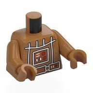 Torso, Darth Vader Armor, Ginger Bread, White Icing Lines print, Medium Nougat Arms and Hands Mittelnougat