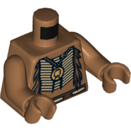 Torso Bare Chest with Beaded Armor, Fur and Gold Minifig Pendant Print, Medium Nougat Arms and Hands Mittelnougat