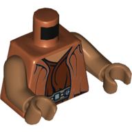 Torso Robe, Dark Tan Belt and Reddish Brown Undershirt Print (Ithorian Jedi), Medium Nougat Arms and Hands Dunkelorange