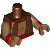 Torso Vest, Reddish Brown with Red Collar and Belt Print, Medium Nougat Arms and Hands with Red Cuffs Print Reddish Brown